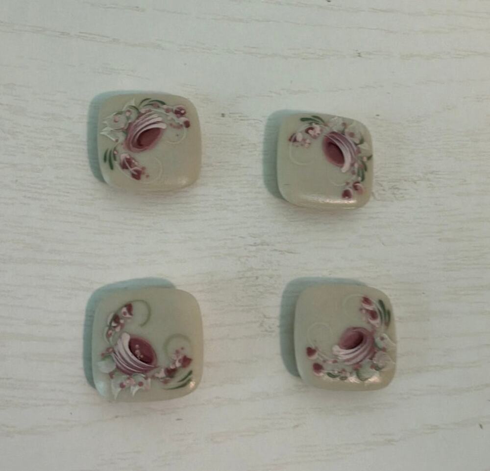Vintage Floral Button Covers Set of 4